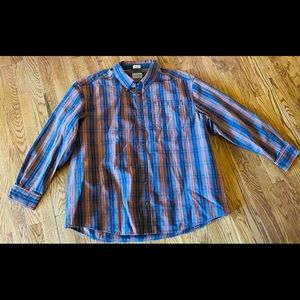 Schmidt Workwear Men XL Brown/blue Plaid Button-Down Shirt Long Sleeve Cotton
